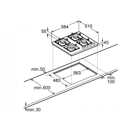 Газовая панель Fabiano FHG 8244 VGHT Black Glass А-7